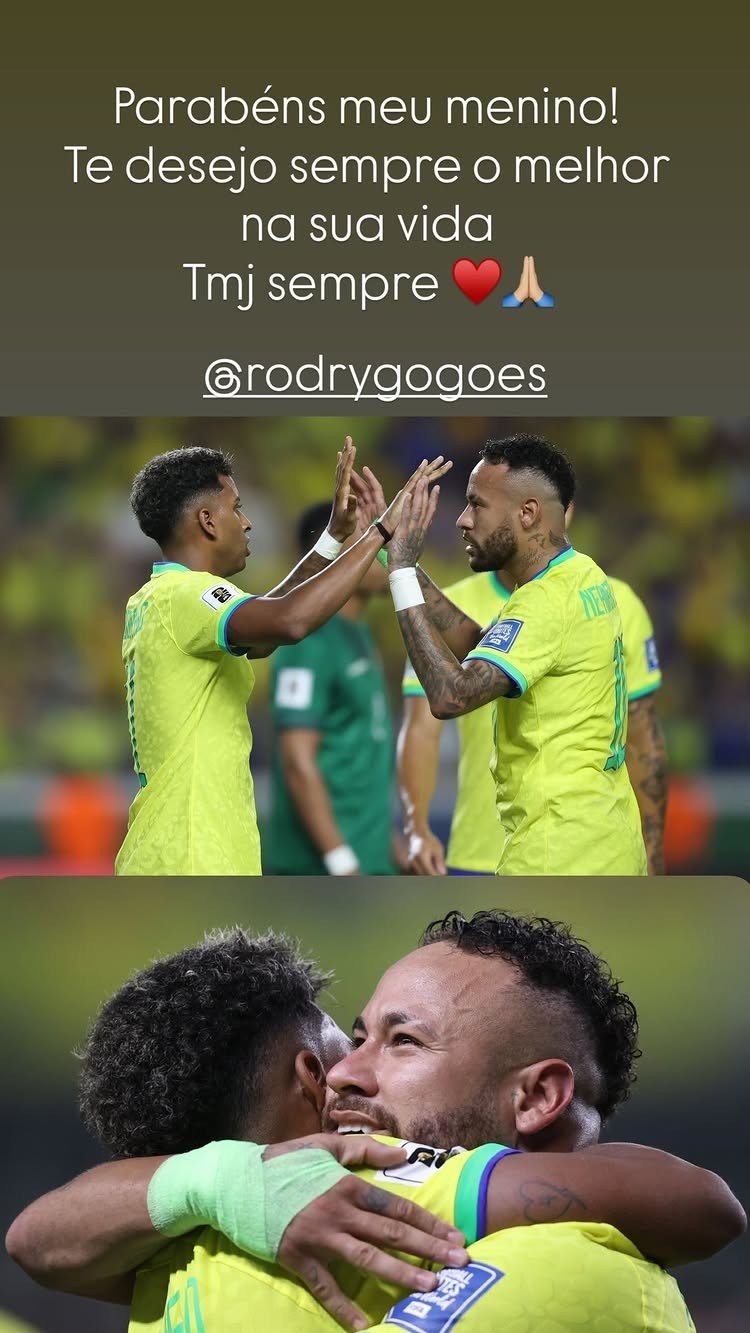 足球直播-偶像的关怀！内马尔为罗德里戈送上生日祝福：祝你一切顺利！